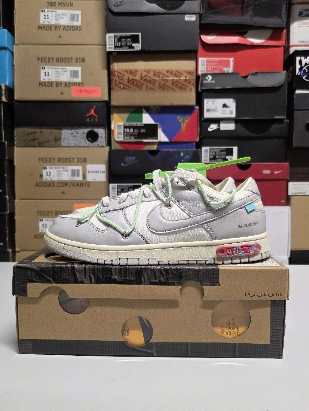Nike Dunk Low Off-White Lot 7 Sail Neutral Grey Green DM1602-108 - Sz 12